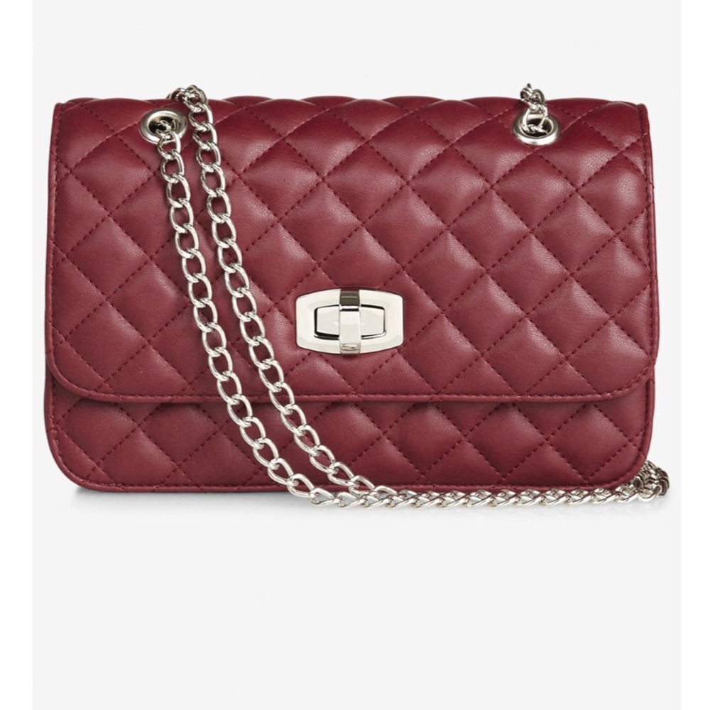 Burgundy Handbag from Express with a chain strap